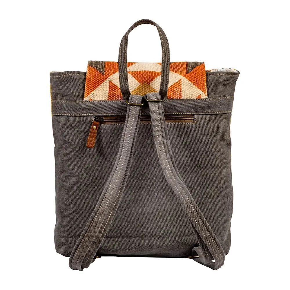 Myra Bag Handmade Eagle Backpack Upcycled Canvas & Cowhide Leather - Picture 5 of 11